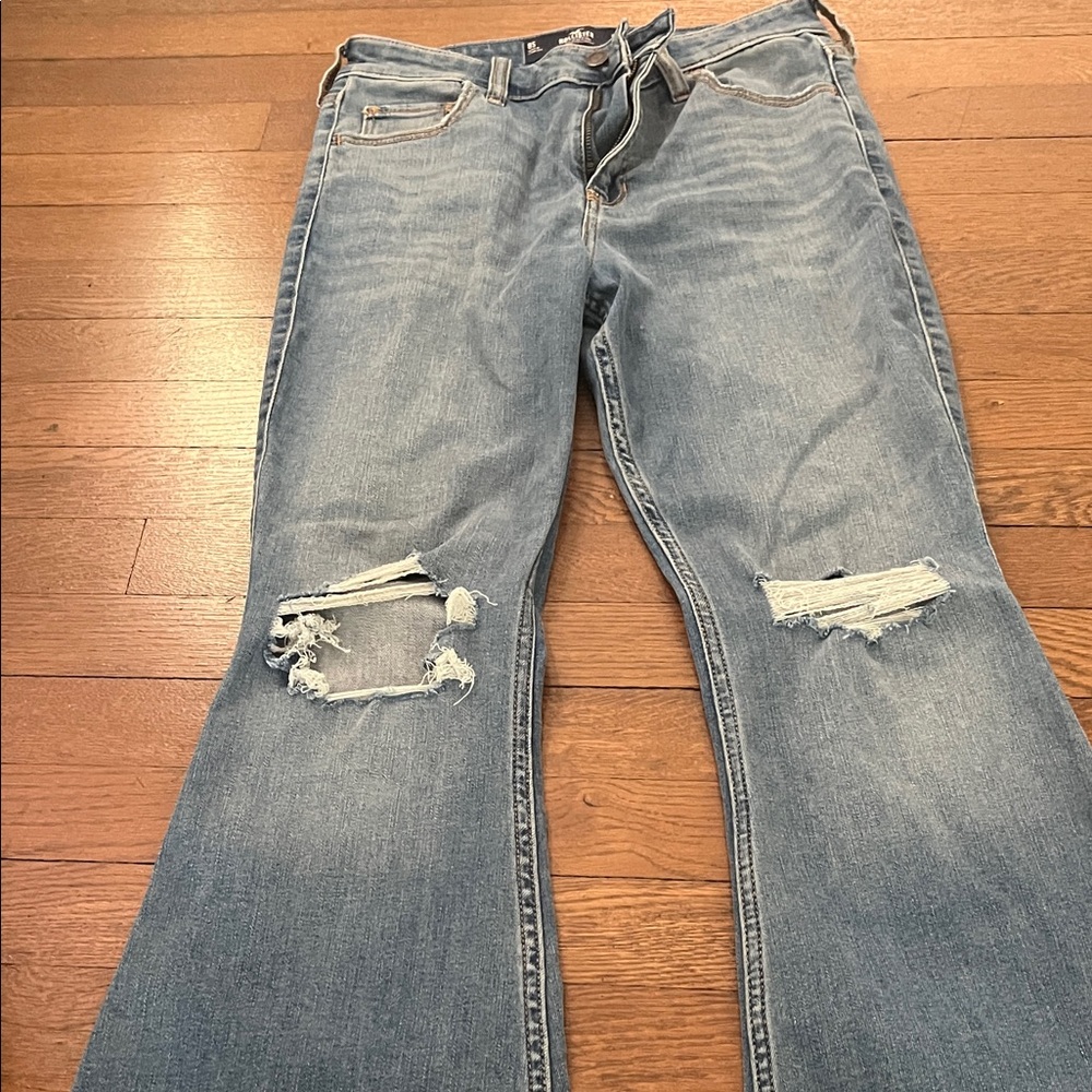 Hollister Light Blue Distressed Flare Jeans